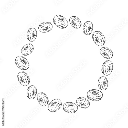 Border, frame with vector sweets, donut. Frame, sweets, donut for menus, decor, elements, advertising