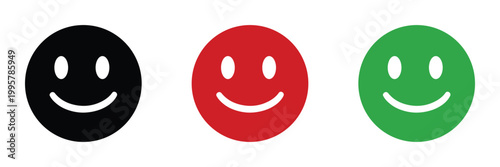 Black Red Green Smile Icons