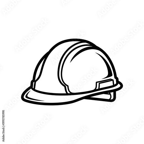 Black line art hard hat helmet