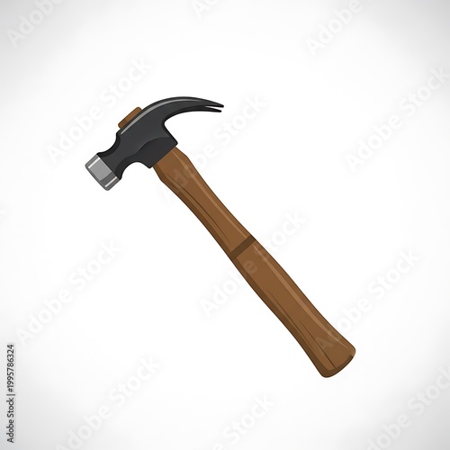 Hammer with brown wooden handle