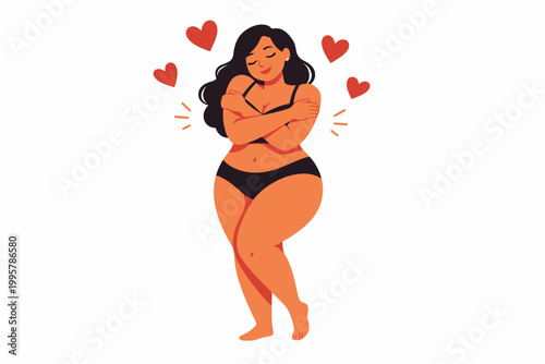 Confident plus-size caucasian female embracing self-love and body positivity
