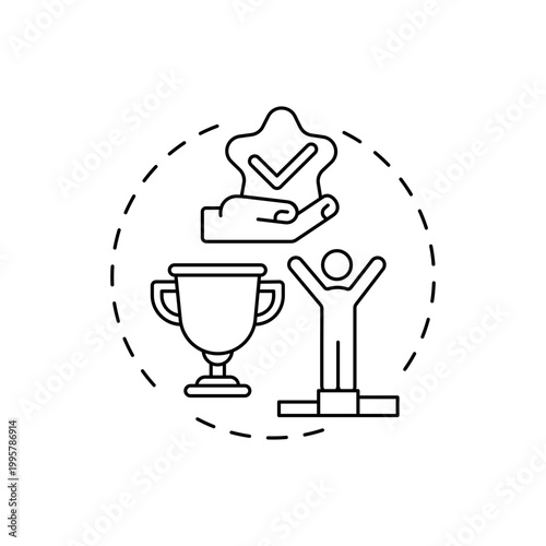 Being winner concept icon. Boost engagement idea thin line illustration. Speaker motivating people for achievement goals. Inspiration for actions. Vector isolated outline RGB color drawing