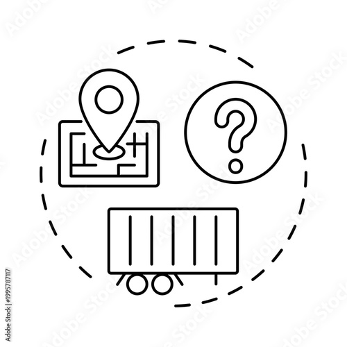 Lack of trailer visibility blue gradient concept icon. No tracking. Common yard management challenge. Round shape line illustration. Abstract idea. Graphic design. Easy to use in promotional material