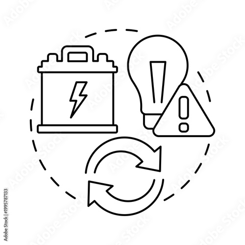 Power outages blue gradient concept icon. Interruptions in electrical supply. Variety of unexpected occurrences. Round shape line illustration. Abstract idea. Graphic design. Easy to use in booklet