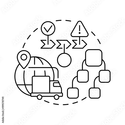 Supply chain disruptions blue gradient concept icon. Distribution failure. Variety of unexpected occurrences. Round shape line illustration. Abstract idea. Graphic design. Easy to use in booklet