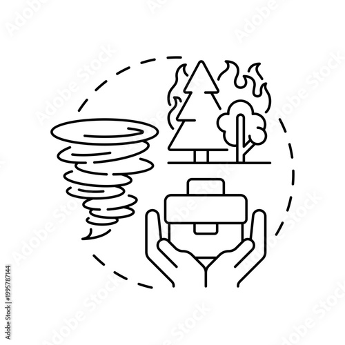 Natural disasters blue gradient concept icon. Environmental events risk. Variety of unexpected occurrences. Round shape line illustration. Abstract idea. Graphic design. Easy to use in booklet