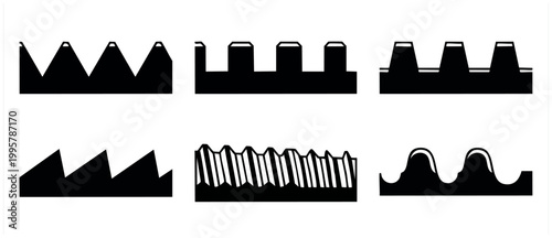 Thread Types and Screw Profiles Set, Mechanical Engineering Parts Icon Collection, Industrial Fastener Design Elements for Technical Schematics, Blueprint Symbols for Manufacturing and Construction Pr