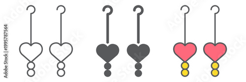 Heart earrings line icon, love and jewelry, jewel sign, vector graphics, a linear pattern on a white background.