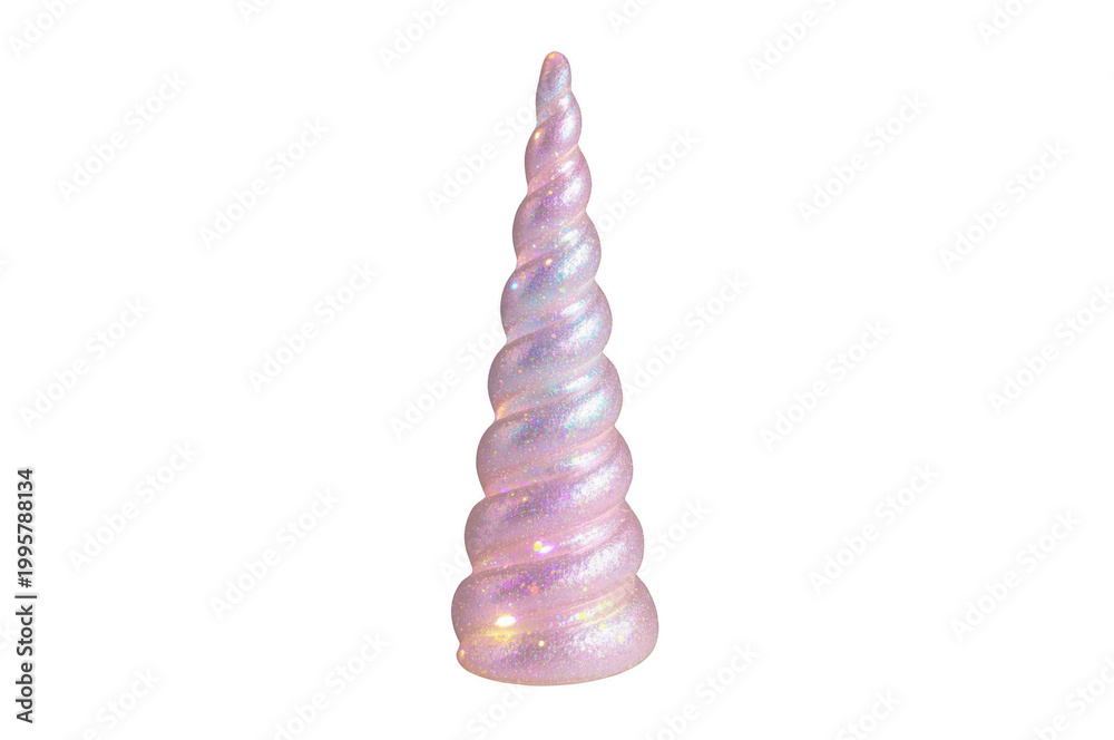 Fototapeta premium Pink glitter unicorn horn with spiral shape