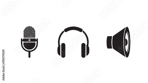 Musical instruments including a drum set, electric guitar, and piano keyboard are shown in silhouette.