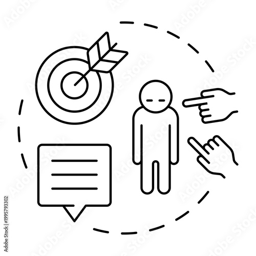 AD hominem blue gradient concept icon. Social isolation, communication skills. Personal insults. Round shape line illustration. Abstract idea. Graphic design. Easy to use in article, blog post