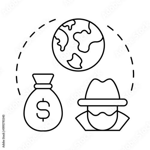 Global conspiracies blue gradient concept icon. Financial crime, money laundering. Anonymous person. Round shape line illustration. Abstract idea. Graphic design. Easy to use in article, blog post