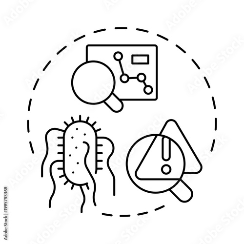 Analytic epidemiology blue gradient concept icon. Statistical analysis, risk measurement. Round shape line illustration. Abstract idea. Graphic design. Easy to use in presentation, booklet