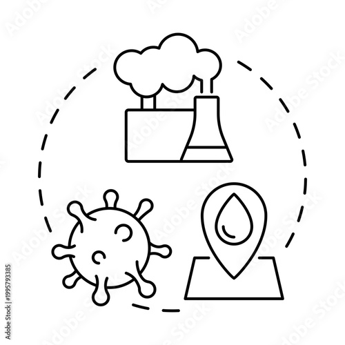 Environmental epidemiology blue gradient concept icon. Human health, disease research. Ecosystem pollution. Round shape line illustration. Abstract idea. Graphic design. Easy to use in presentation