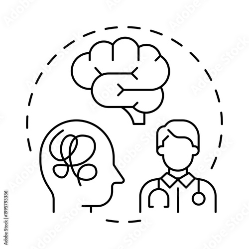 Psychiatric epidemiology blue gradient concept icon. Public health, mental disorders. Psychiatrist worker. Round shape line illustration. Abstract idea. Graphic design. Easy to use in presentation