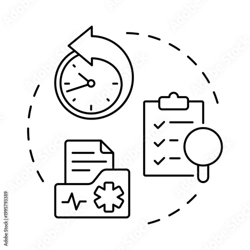 Retrospective epidemiology blue gradient concept icon. Medical records, hospital charts. Round shape line illustration. Abstract idea. Graphic design. Easy to use in presentation, booklet