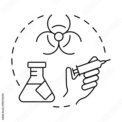 Experimental epidemiology blue gradient concept icon. Laboratory equipment. Infectious hazard. Round shape line illustration. Abstract idea. Graphic design. Easy to use in presentation, booklet
