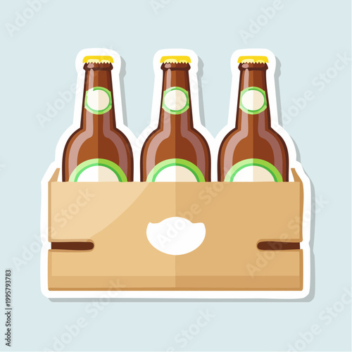 Six Pack of Beer Bottles in Cardboard Carrier