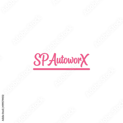 SP AutoworX Pink Script Logo with Underline – Modern Automotive Branding Design