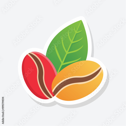 Coffee Beans and Leaf Icon