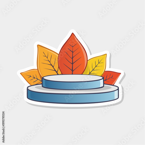 Autumn Podium with Colorful Leaves