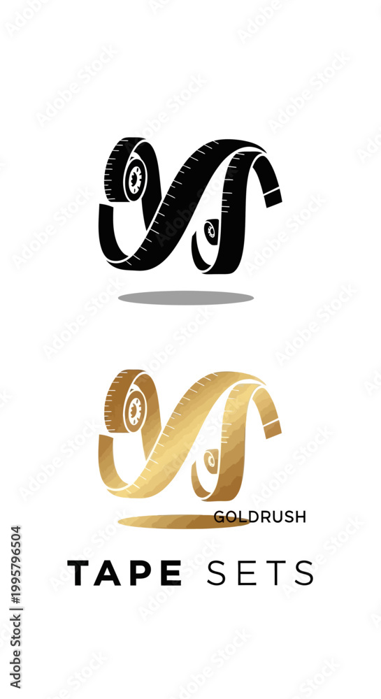 Obraz premium Elegant Tape Sets in Black and Gold with Shadow Effects.
