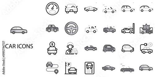Car simple concept 24 Grew color icons set .Vector illustration.