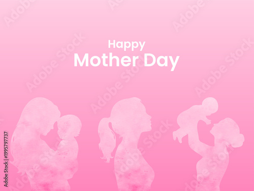 Happy Mother’s Day – Mom & Child Silhouette Illustration