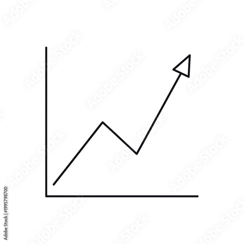 investment chart outline icon, black and white single line vector, clean stroke stock market growth symbol, isolated modern flat design