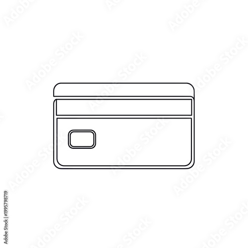 Credit Card Outline Icon – Minimal Black and White Banking Vector