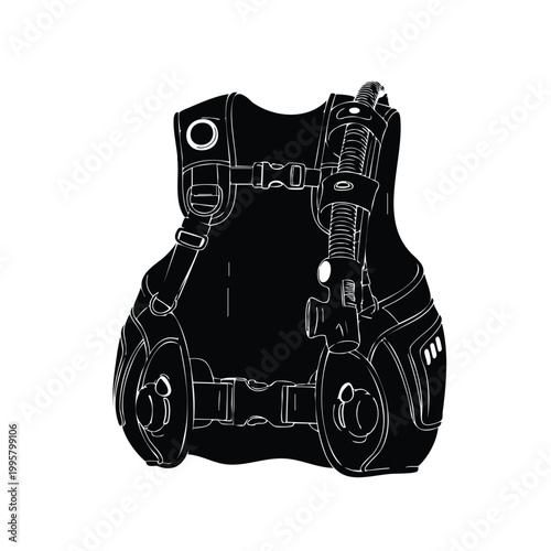 Photography Silhouette scuba diving buoyancy control device bcd set bundle vector