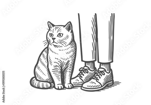Billede på lærred British Shorthair Cat hand dr...