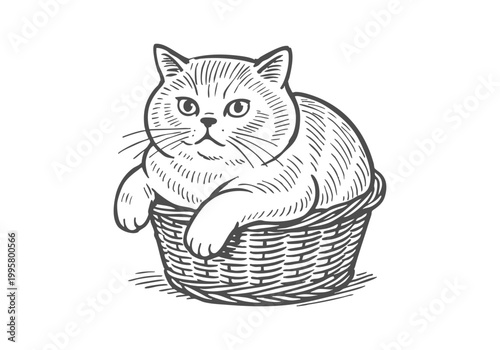 British Shorthair Cat hand dr...