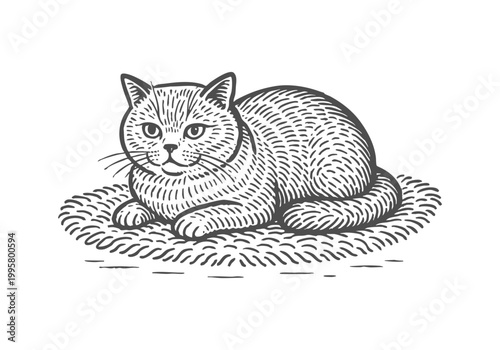 British Shorthair Cat hand dr...