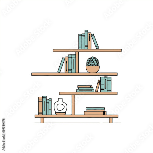 Bookshelf with books and decor.