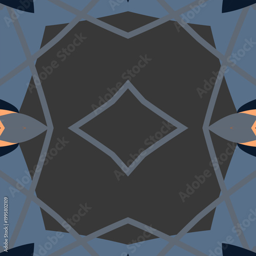 Dark neon horizon continuous abstract pattern in pure black, dark slate, deep steel, cyber orange