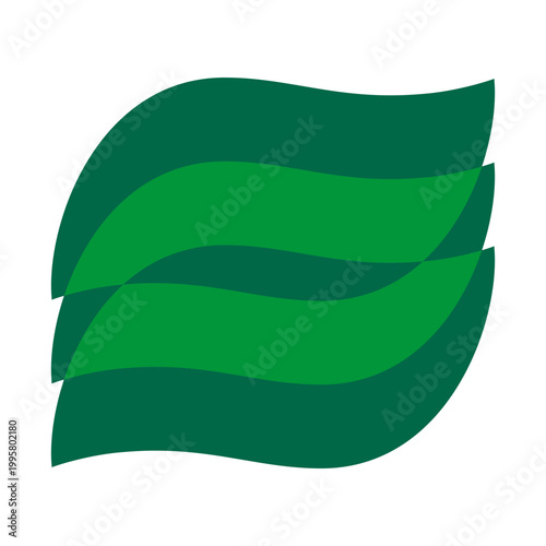 Three Negative Space Rectangle Green Leaves