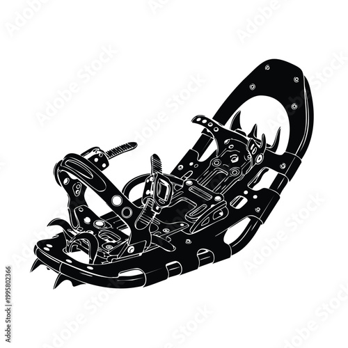 Snowshoe silhouette set bundle on white background vector object.