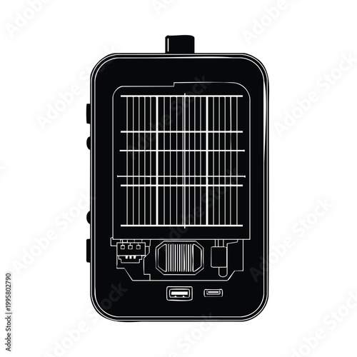 Solar power bank silhouette set bundle for mobile charging devices.