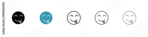 Tableau sur toile Yummy smile emoji icon in line art style on white background for graphic and web design