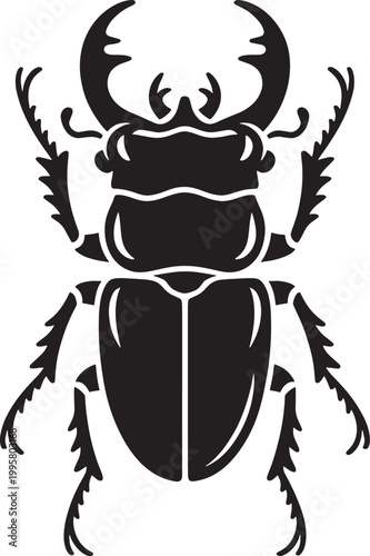 Stag beetle insect silhouette isolated on transparent background for nature and biology design work.