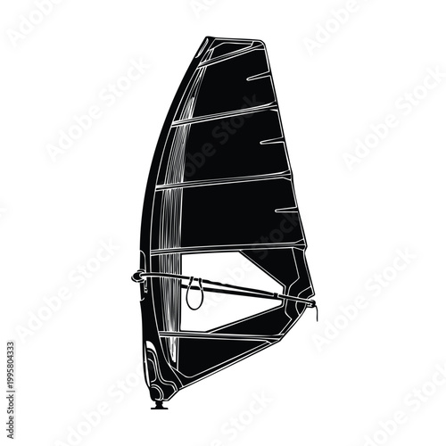 Windsurfing sail silhouette set bundle extreme water sport equipment.