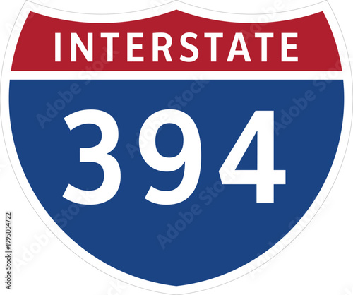 I-394 Interstate Highway System Design Sign Clipart Icon Transparent Background.