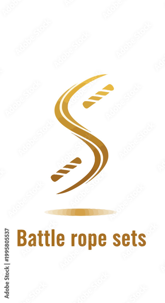 Fototapeta premium Golden Battle Rope Sets Logo on White Background for Fitness.