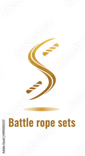 Free Download Golden Battle Rope Sets Logo on White Background for Fitness. - GFXLoad