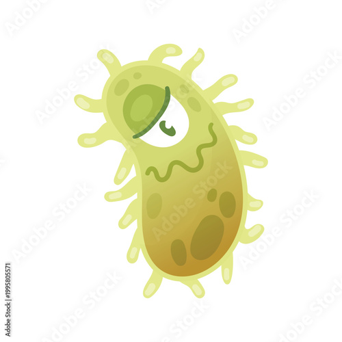 Cartoon comic germ disease microorganism, kawaii microbe pathogen bacteria virus with funny face isolated on white