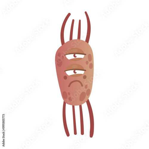 Cartoon comic germ disease microorganism, kawaii microbe pathogen bacteria virus with funny face isolated on white