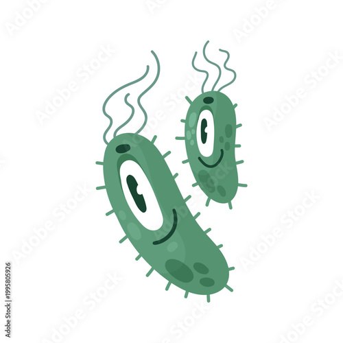 Cartoon comic germ disease microorganism, kawaii microbe pathogen bacteria virus with funny face isolated on white