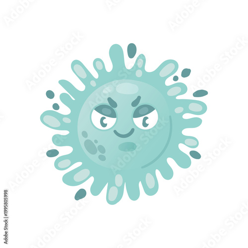 Cartoon comic germ disease microorganism, kawaii microbe pathogen bacteria virus with funny face isolated on white