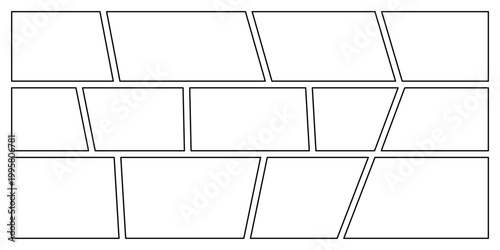 Dynamic Comic Book Page Layout Template: Blank Panels Arranged for Storyboarding, Graphic Novel Creation & Manga Art Projects in Creative Design Software, Presenting Sequential Art Frame Options, Vect